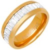 Steeltime Men's stainless steel and simulated emerald cut diamonds eternity band ring - 2 of 4