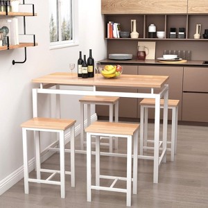 Hooseng 4-Person Small Space Family 5pcss Dinig Table Set, Kitchen Pub Table Set, Farmhouse Style 5pcs Dining Room Table Set - 1 of 4