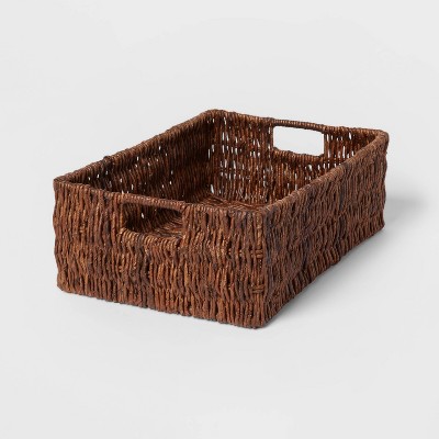 Set Of 5 Brown Woven Storage Nesting Baskets For Closet Organization, Bathroom  Shelves, Pantry, Vanity, Bathroom, Small, Rectangular, 3 Sizes : Target