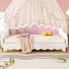 Twin Size Extending Daybed with Upholstered Frame, Crown Headboard and LED Lights, Converts to Queen Platform Bed-Maison Boucle - 3 of 4