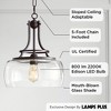 Franklin Iron Works Charleston Bronze Pendant Chandelier 13 1/2" Wide Modern LED Clear Glass for Dining Room House Kitchen Island Entryway Bedroom - 3 of 4
