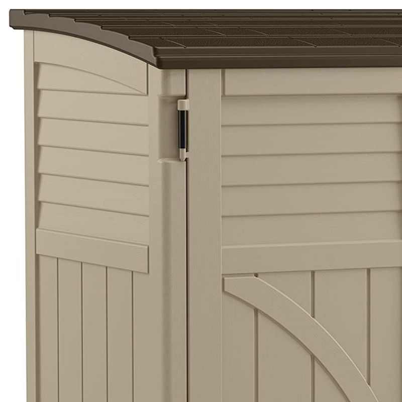 Suncast 34-Cubic Feet Durable All-Weather UV-Resistant Lockable Horizontal Compact Storage Shed for Garden, Backyard, Patio, and Pool Supplies, Brown, 4 of 7