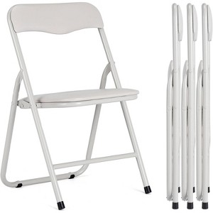 Jojoka Metal Folding Chairs and Table, Leather Padded Folding Chairs with Comfortable Cushion - 1 of 4