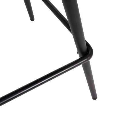 Modern Armless Black Leathersoft Counter Stools with Steel Frame