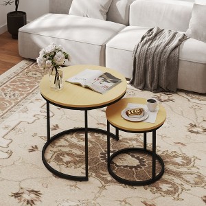 23" Nesting Coffee Tables Set of 2, Round Coffee Table for Living Room, Bedroom - 1 of 4