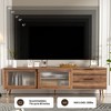 Modern TV Stand for TVs up to 80'', TV Media Console with 2 Glass Doors, Entertainment Center with 2 Drawers & Storage Cabinet, Walnut - ModernLuxe - 4 of 4