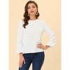 INSPIRE CHIC Women's Pleated Neck Lantern Sleeve Tie Waist Chiffon Blouse - 3 of 4