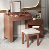FONTOI 3-in-1 Makeup Vanity Desk with Flip-Top Mirror, Dressing Table with Adjustable Length&le Drawers for Home, Walnut, 16.3"*31.3"*45.25" - 2 of 4
