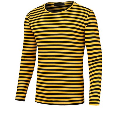 Lars Amadeus Men's Casual Striped Crew Neck Long Sleeve Pullover T