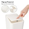 LunaLulinlk 2 Pack Plastic Trash Can with Press Top Lid, 2.6 gal Modern Garbage Can, Small Wastebasket for Bathroom, White - 3 of 4