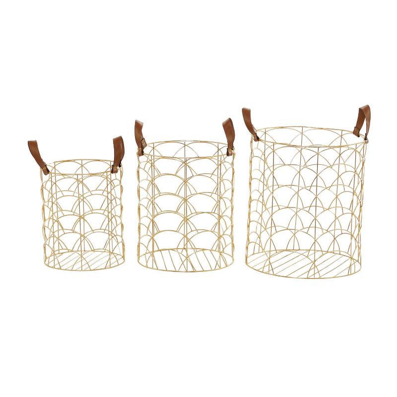 Set of 3 Large Metal Storage Baskets Gold - Olivia &#38; May, 2 of 6