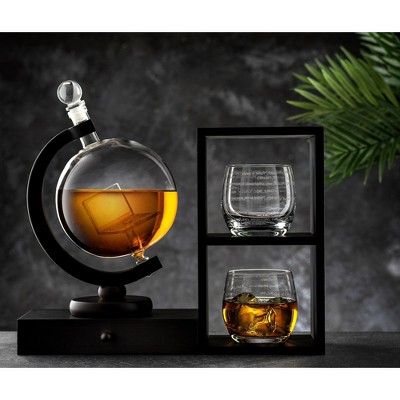Joyjolt Executive Computer 3piece Whiskey Decanter & Glass Set 2