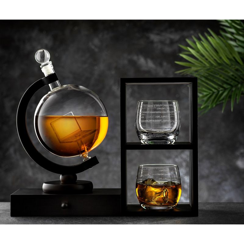 JoyJolt Executive Computer 3-Piece Whiskey Decanter & Glass Set - 2 Double Old Fashion Glasses & 1 Decanter, 2 of 6