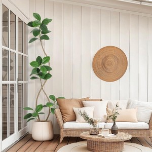 Artificial Rubber Tree with Planter, Tall Fiddle Leaf Fig Fake Plant for Indoor Home Decor, Large Tropical Floor Tree for Living Room - 1 of 4