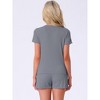 INSPIRE CHIC Women's Ribbed Knit Soft Short Sleeve Top and Shorts Ruffled Lounge Set Pajama Set with Pocket - 4 of 4