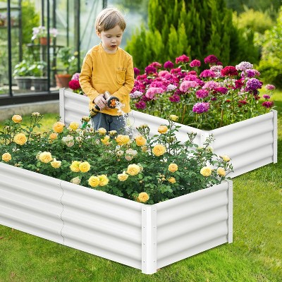 Raised Garden Bed Kit 8 × 2 × 1.4 FT Magnesium-Aluminum-Zinc Stainless Steel Met
