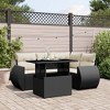 vidaXL 5 Piece Patio Sofa Set with Cushions Black and Cream Poly Rattan - Without Storage - 2 of 4