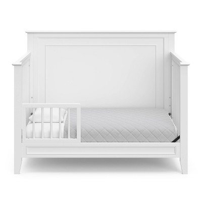 White 5-in-1 Convertible Crib with Mattress Protector