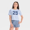 Girls' 2pc Short Sleeve T-Shirt & Boxer Shorts Pajama Set - art class™ - 3 of 4