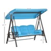3-Seat Outdoor Porch Swing Chair with Adjustable Canopy, Cushion and Pillows for Garden, Poolside - 3 of 4