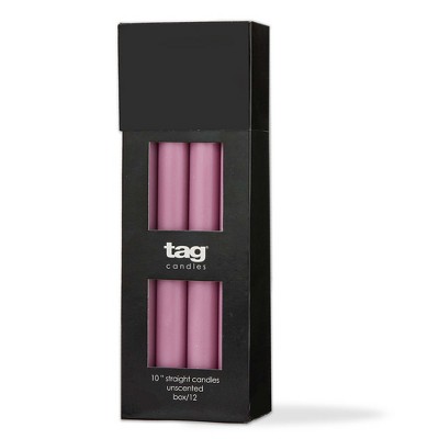 tag Color Studio 10" Straight Taper Unscented Smokeless Paraffin Wax Candle Lilac, Burn Time 10 hrs. Sold in Units of 1