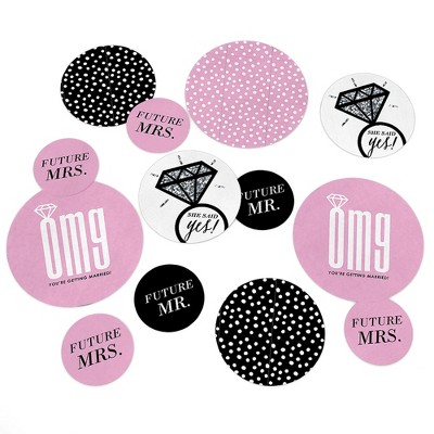 Big Dot of Happiness Omg, You're Getting Married - Engagement Party Giant Circle Confetti - Bridal Shower Party Decorations - Large Confetti 27 Count