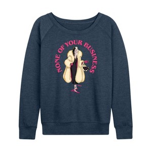 Women's - Disney Villains - None Of Ur Business Lightweight French Terry Wide Neck Long Sleeve Shirt - 1 of 4