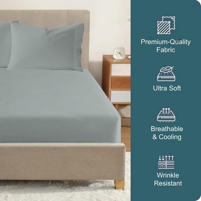 King Size Sage Blue Organic Cotton Microfiber Bedding Set