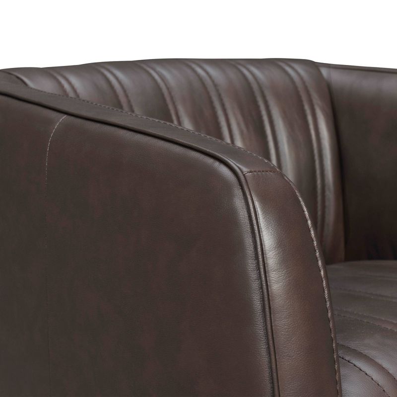 Aries Genuine Leather Swivel Barrel Chair - Armen Living, 6 of 9