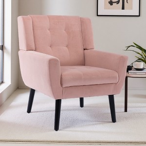 Modern Accent Chair with Curved Back and Padded Seat - 1 of 4