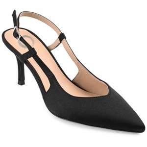 Journee Collection Womens Knightly Medium and Wide Width Sling Back Mid Stiletto Pointed Toe Pumps - 1 of 4