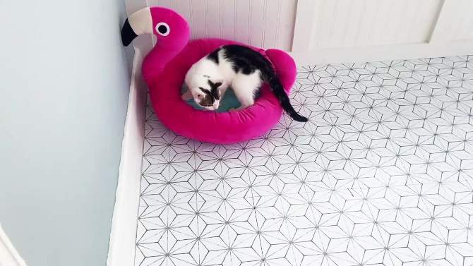 Quirky Kitty Pool Party Flamingo Cat Bed - Pink, 2 of 5, play video