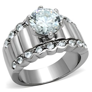 Slickblue Women’s Stainless Steel Pave Ring with Clear CZ, Polished No-Plating Finish, size 5–10 - 1 of 4
