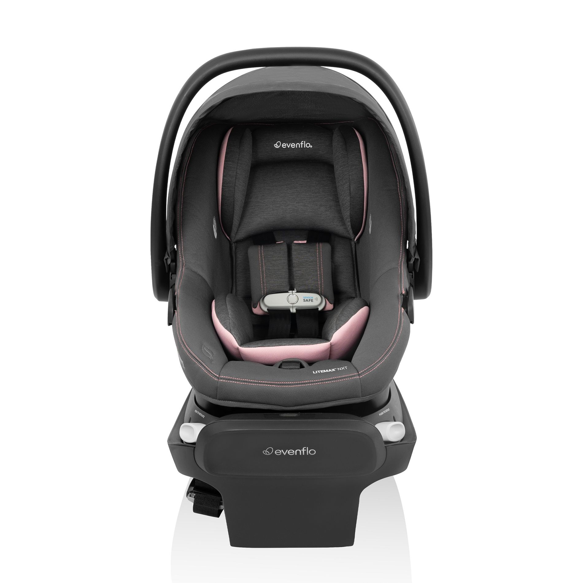 Evenflo Revolve180 LiteMax Rotating Infant Car Seat with Green & Gentle - Primrose Pink