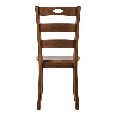 Walnut Solid Wood 5-Piece Dining Set with Slat Back Chairs