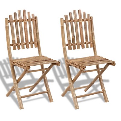 vidaXL Folding Patio Chairs 2 pcs Bamboo