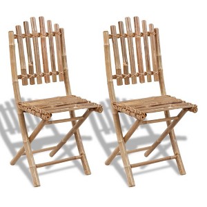 vidaXL Folding Patio Chairs 2 pcs Bamboo - 1 of 4
