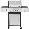 Dolonm 3+1 Burner Gas Grill: 37,230BTU w/Side Cooker, Enamel Cast Iron Grids & Lockable Casters - SS Front Door - 2 of 4