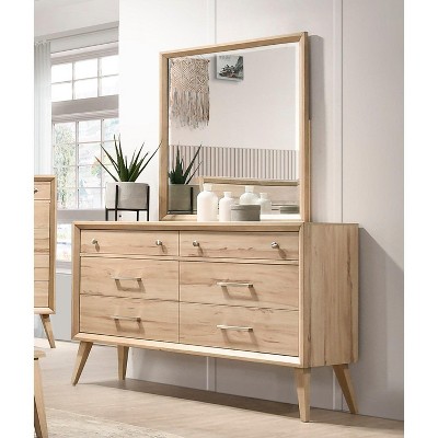 NicBex Mid-Century Modern 2/5/6 Drawer Dresser,Wood Chest of Drawers with Metal Handles for Bedroom,Living Room,Entryway,Oak