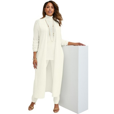 Jessica London Women's Plus Size Cotton Cashmere Duster Sweater