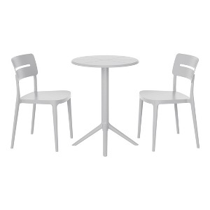 WestinTrends Playa 3-Piece Outdoor Resin Patio Bistro Set with Stackable Patio Dining Chairs, Gray - 1 of 4