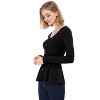 Allegra K Women's Slim Fit V-Neck Long Sleeve Ribbed Pullover Knitted Peplum Sweater - 4 of 4