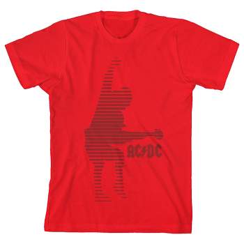 ACDC Red Angus Young Silhouette Youth Red Short Sleeve Crew Neck Tee