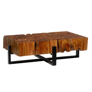 Rustic Teak Wood Coffee Table Brown - Olivia & May - 1 of 4