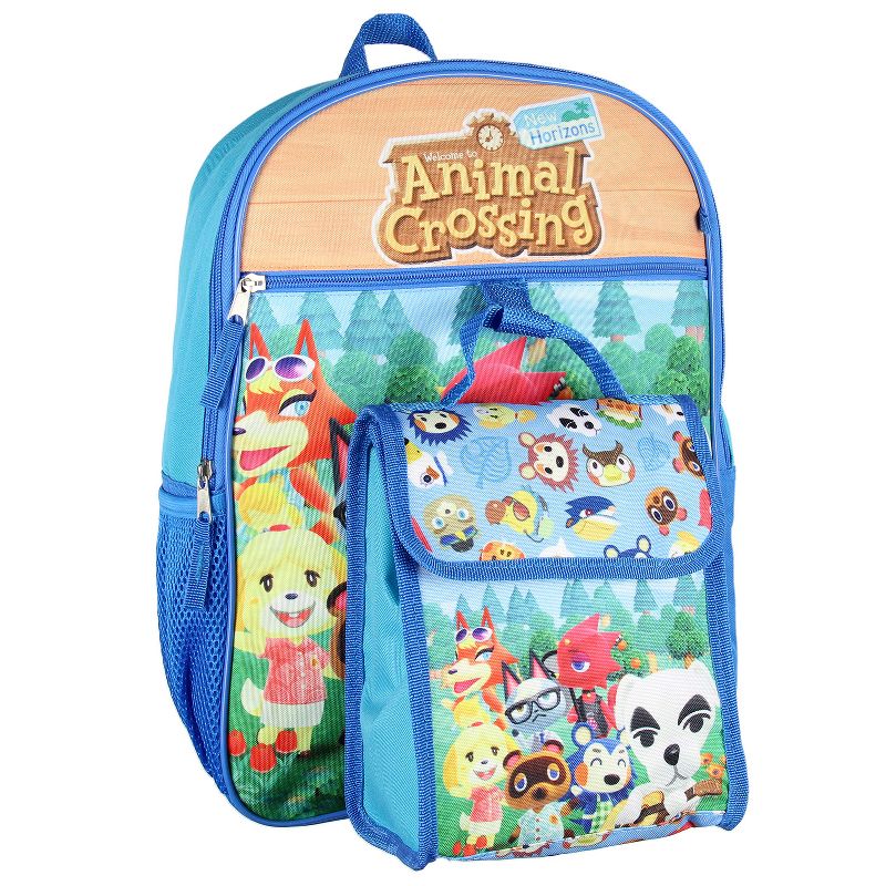 Animal Crossing Character Print Backpack 5 pc Set Lunch Tote Keychain Multicoloured, 2 of 8