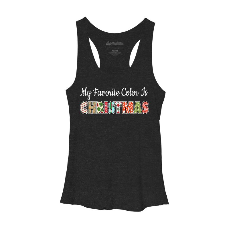Women's Design By Humans My Favorite Color Is Christmas By c3gdesigns Racerback Tank Top, 1 of 4