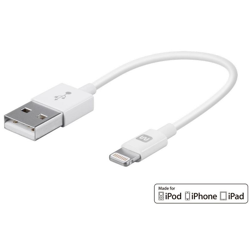 Monoprice Apple MFi Certified Lightning to USB Charge & Sync Cable - 0.5 Feet White for iPhone X, 8, 8 Plus, 7, 7 Plus, 6, 6 Plus, 5S - Select Series, 2 of 7