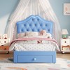 Twin Size Bed Frame with LED Lights, Upholstered Platform Bed with Storage Drawer, Crystal Tufted Headboard for Kids, Teens, Noise-Free Slats - 3 of 4