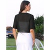 INSPIRE CHIC Women's Collarless Chiffon Bolero Ruffle Short Sleeve Open Front Sheer Cropped Shrug - 3 of 4