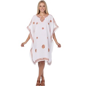 knee length dresses for ladies Cotton Blue-Green Hand Block Print Kaftan Style Printed Dress main image 1